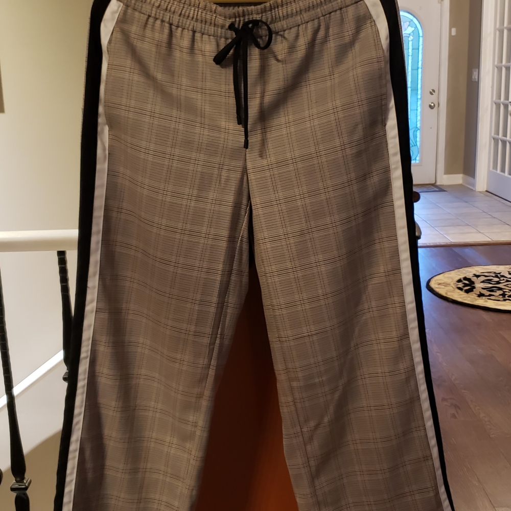 Womens Plaid Pants with Side Stripes